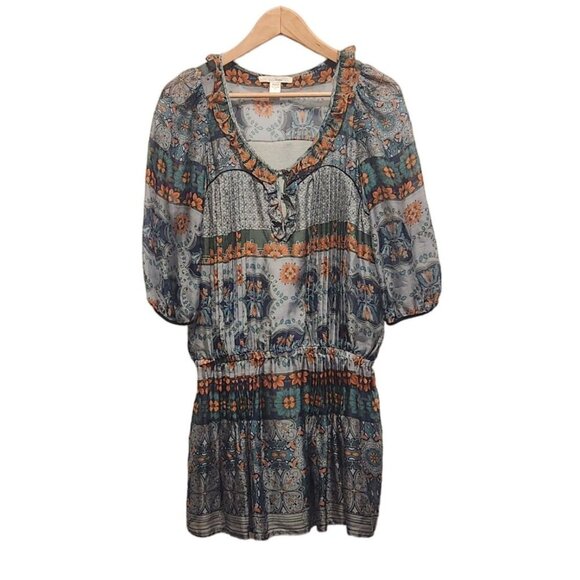 Trinity 100% Silk Blouse Women's Size M Floral V-Neck 3/4 Sleeve Elastic Waist - Picture 9 of 9